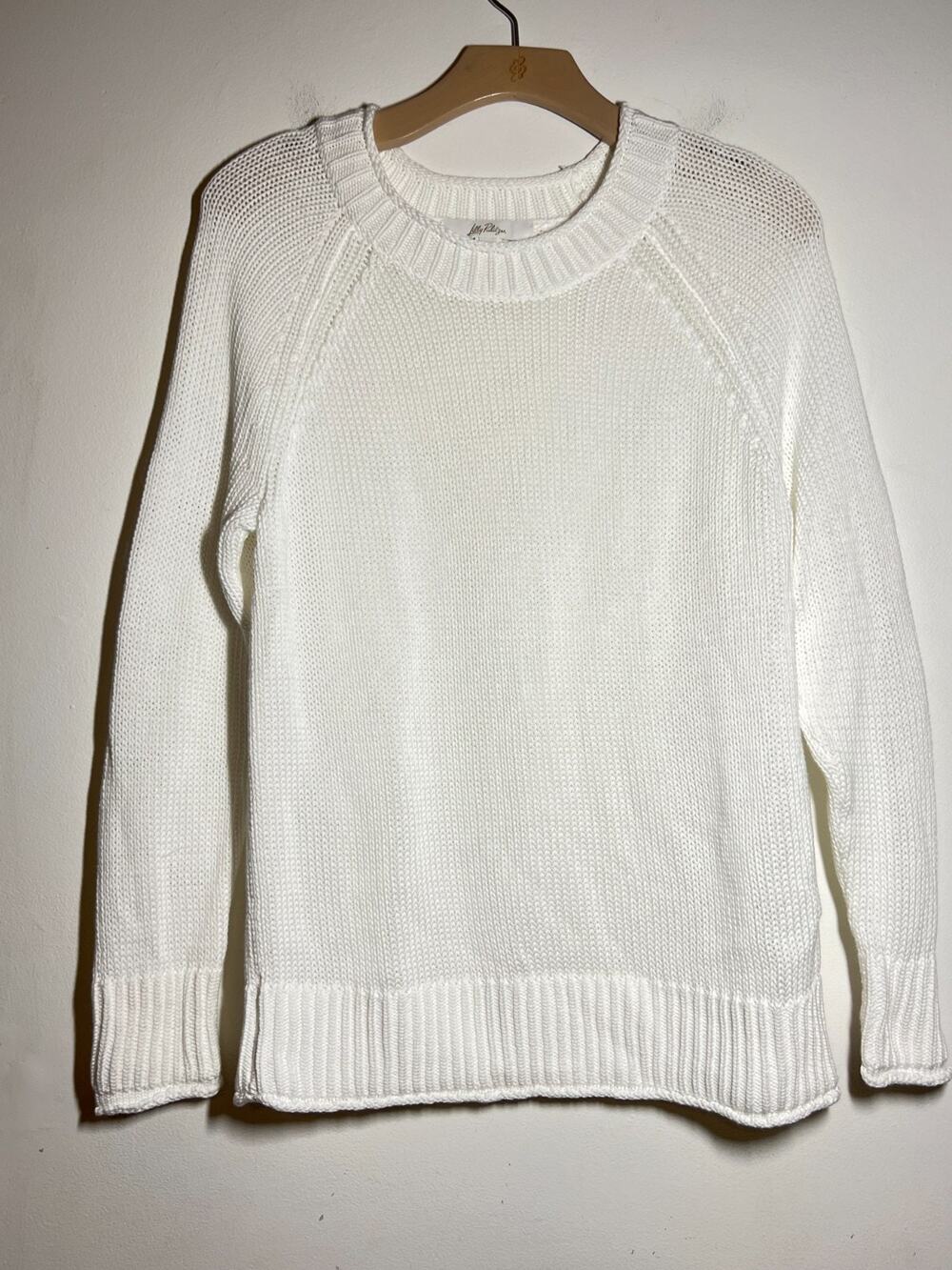 Lilly Pulitzer EUC White 100% Cotton Pullover Crewneck Sweater M